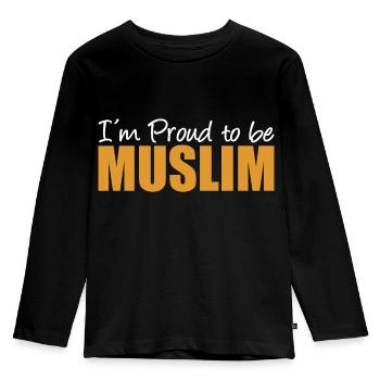 I´m Proud to be Muslim - Moslem - Muslime - Kids' Premium Longsleeve Shirt - black - Front - AI Model Kid Male (0cm)