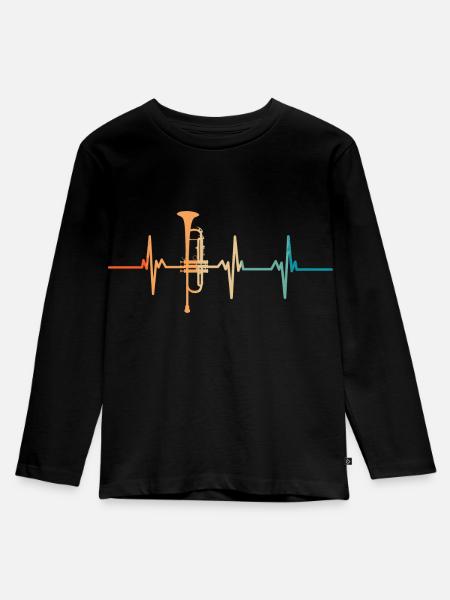 Trompeten-Herzschlag - Kinder Premium Bio Langarmshirt - Schwarz