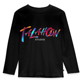 Talahoon Studios Rainbow Brushed - Kids' Premium Longsleeve Shirt - black - Front - AI Model Kid Male (0cm)