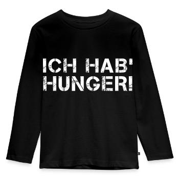 Ich hab Hunger Essen Hungrig Appetit - Kinder Premium Bio Langarmshirt - Schwarz - Vorne - AI Model Kid Male (0cm)