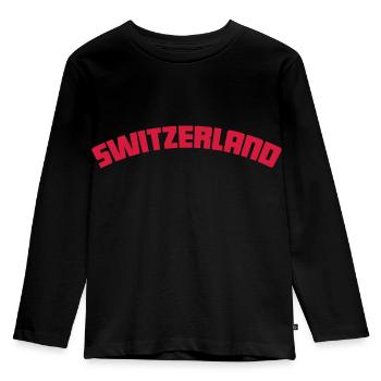 Schweiz - Premium økologisk langærmet T-shirt til børn - sort - Foran - AI Model Kid Male (0cm)