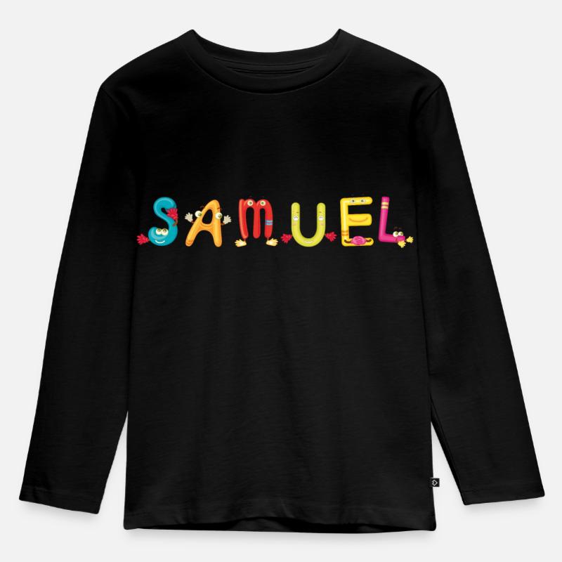 Samuel - Kinder Premium Bio Langarmshirt - Schwarz