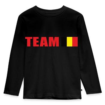 Support-Team Belgien - Kinder Premium Bio Langarmshirt - Schwarz - Vorne - AI Model Kid Male (0cm)