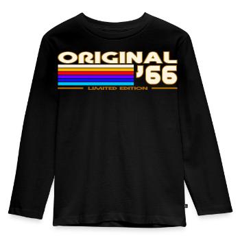 1966 - Kinder Premium Bio Langarmshirt - Schwarz - Vorne - AI Model Kid Male (0cm)