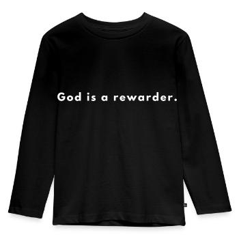 God Is A Rewarder - Christian Quote - Kids' Premium Longsleeve Shirt - black - Front - AI Model Kid Male (0cm)