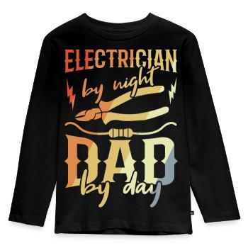 Elektriker Papa - Kinder Premium Bio Langarmshirt - Schwarz - Vorne - AI Model Kid Male (0cm)