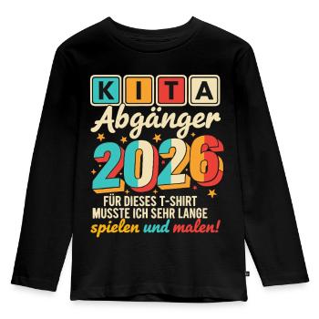 Kita Abgänger 2026 Schulkind - Kinder Premium Bio Langarmshirt - Schwarz - Vorne - AI Model Kid Male (0cm)