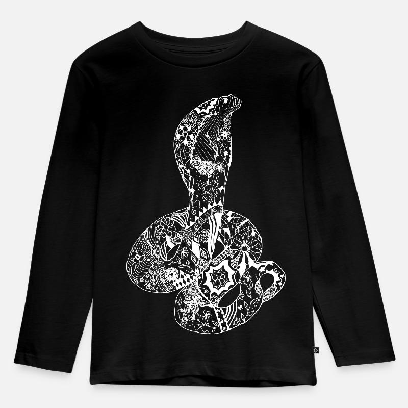 Patchwork Cobra - Kinder Premium Bio Langarmshirt - Schwarz