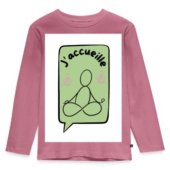 Ich begrüße ocker - Kinder Premium Bio Langarmshirt - Mauve - Vorne - AI Model Kid Female (0cm)