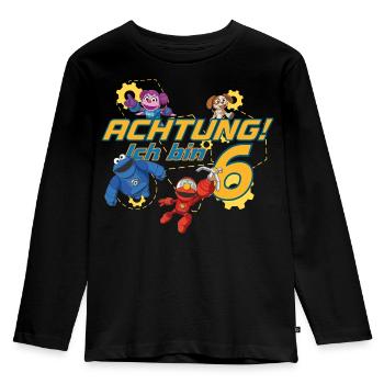 Mecha Builders Team Attention I Am 6 Years Old - Kids' Premium Longsleeve Shirt - black - Front - AI Model Kid Male (0cm)