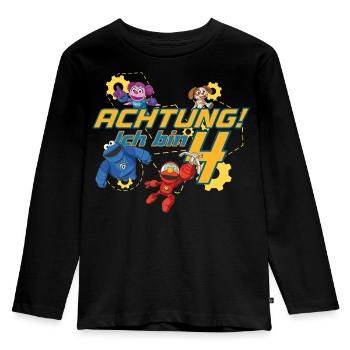 Mecha Builders Team Attention I Am 4 Years Old - Kids' Premium Longsleeve Shirt - black - Front - AI Model Kid Male (0cm)