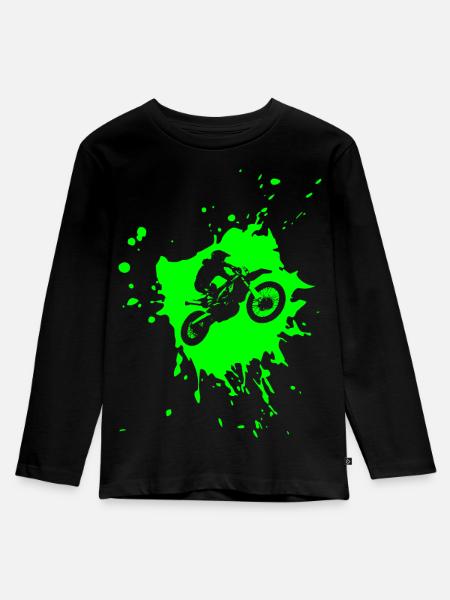 Motocross - Kinder Premium Bio Langarmshirt - Schwarz