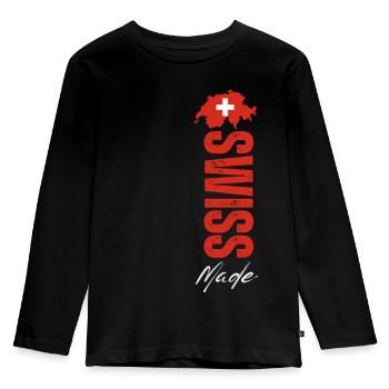 Made in Switzerland, fierté suisse - T-shirt manches longues Premium Enfant - noir - Devant - AI Model Kid Male (0cm)