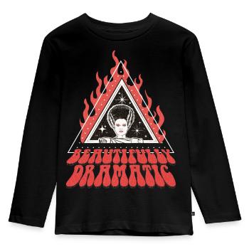 Universal Monsters Beautifully Dramatic - Kinder Premium Bio Langarmshirt - Schwarz - Vorne - AI Model Kid Male (0cm)