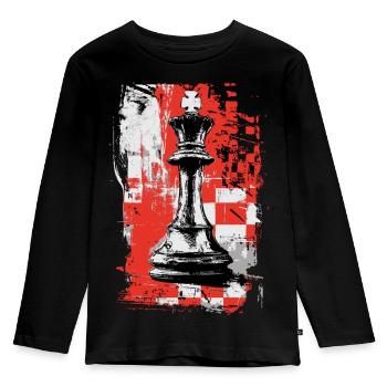 Schach König – Grunge Strategie Motiv - Kinder Premium Bio Langarmshirt - Schwarz - Vorne - AI Model Kid Male (0cm)