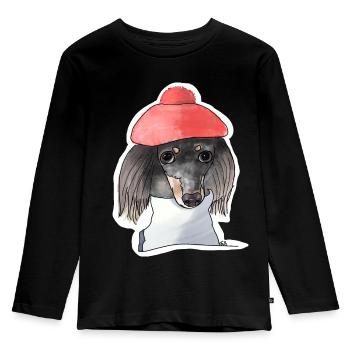 Künstler-Hund - Kinder Premium Bio Langarmshirt - Schwarz - Vorne - AI Model Kid Male (0cm)