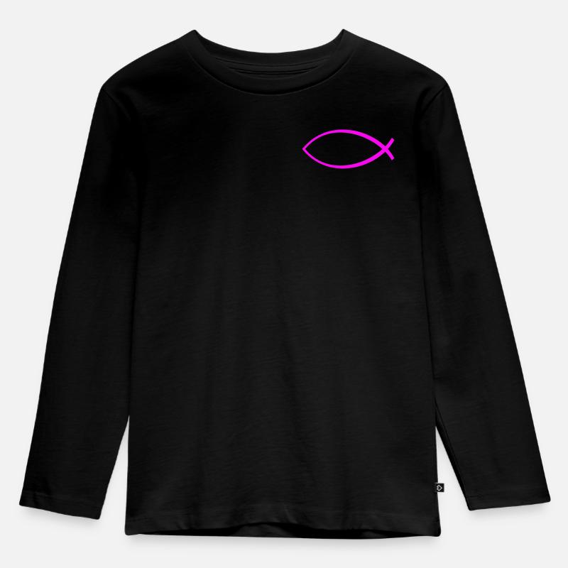 Ichtus fish solid pink - Kids' Premium Longsleeve Shirt - black