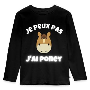 je peux pas j'ai poney - T-shirt manches longues Premium Enfant - noir - Devant - AI Model Kid Male (0cm)