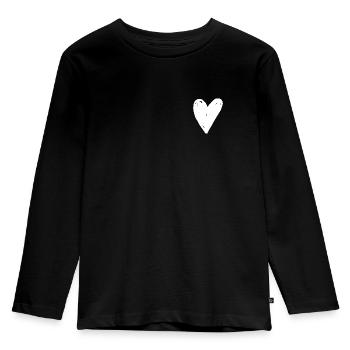 Coeur blanc - T-shirt manches longues Premium Enfant - noir - Devant - AI Model Kid Male (0cm)