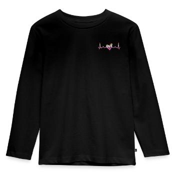 Lesbischer Herzschlag Herzfrequenz Lesbian Pride - Kinder Premium Bio Langarmshirt - Schwarz - Vorne - AI Model Kid Male (0cm)