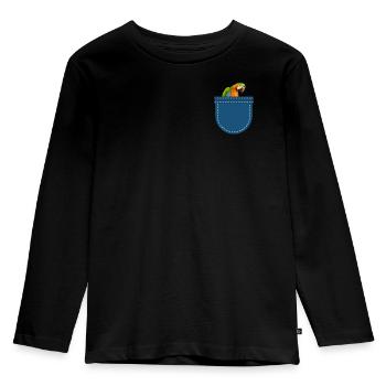 Exotique Animal Animal Oiseau Cadeau Coffre Sac Perroquet - T-shirt manches longues Premium Enfant - noir - Devant - AI Model Kid Male (0cm)