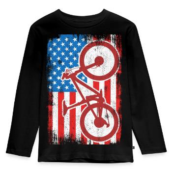 4. Juli USA MTB - Kinder Premium Bio Langarmshirt - Schwarz - Vorne - AI Model Kid Male (0cm)
