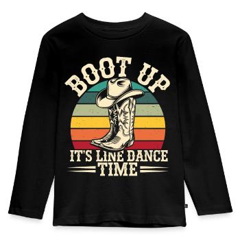 Step für Step im Cowboy-Look - Kinder Premium Bio Langarmshirt - Schwarz - Vorne - AI Model Kid Male (0cm)