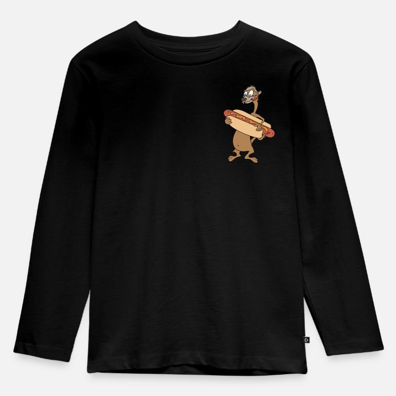 Wurst-Snack - Kinder Premium Bio Langarmshirt - Schwarz
