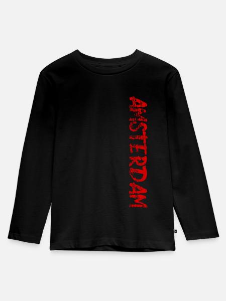 Amsterdam - Kinder Premium Bio Langarmshirt - Schwarz