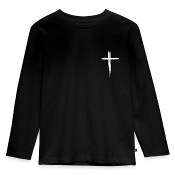 Don de foi chrétienne croisée - T-shirt manches longues Premium Enfant - noir - Devant - AI Model Kid Male (0cm)