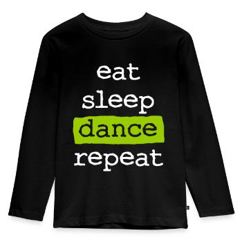 eat sleep dance repeat - Kids' Premium Longsleeve Shirt - black - Front - AI Model Kid Male (0cm)