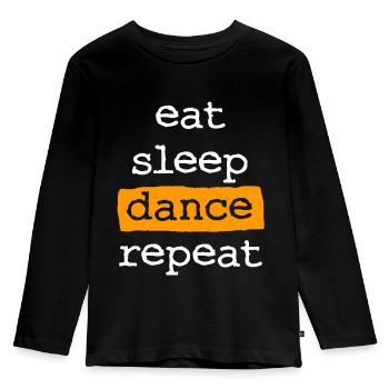 eat sleep dance repeat - Kids' Premium Longsleeve Shirt - black - Front - AI Model Kid Male (0cm)