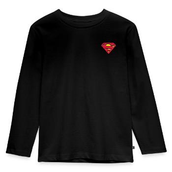 Superman kleines Logo S-Shield - Kinder Premium Bio Langarmshirt - Schwarz - Vorne - AI Model Kid Male (0cm)