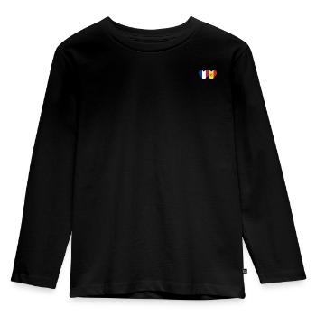 France Andorra Flag Heart - Kids' Premium Longsleeve Shirt - black - Front - AI Model Kid Male (0cm)