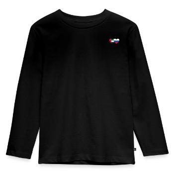 Vereinigte Arabische Emirate Russland Flagge Herz - Kinder Premium Bio Langarmshirt - Schwarz - Vorne - AI Model Kid Male (0cm)