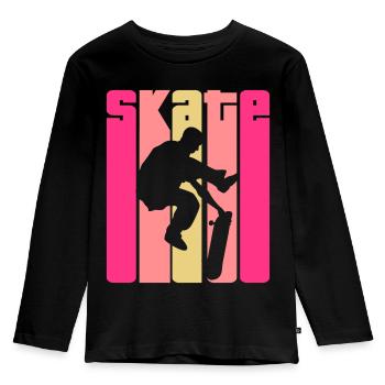 Skate Retro - Skater - Skateboard - Skateboarder - Kids' Premium Longsleeve Shirt - black - Front - AI Model Kid Male (0cm)