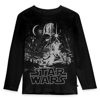 Star Wars Galaxie Mit Darth Vader Retro - Kinder Premium Bio Langarmshirt - Schwarz - Vorne - AI Model Kid Male (0cm)