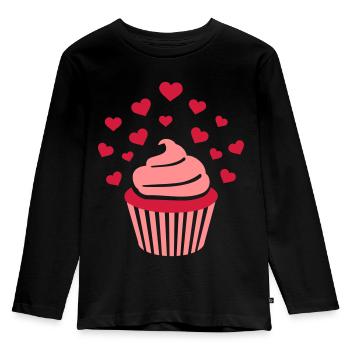 Cupcake - Kinder Premium Bio Langarmshirt - Schwarz - Vorne - AI Model Kid Male (0cm)