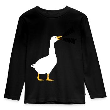Honk Honk Gans - Kinder Premium Bio Langarmshirt - Schwarz - Vorne - AI Model Kid Male (0cm)