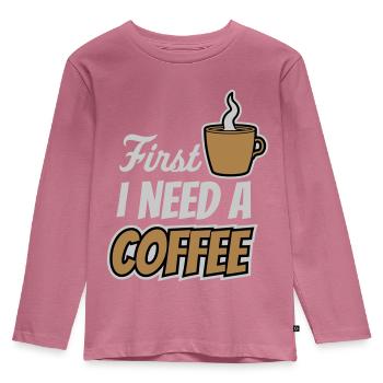 Fist I need Coffee - Kinder Premium Bio Langarmshirt - Mauve - Vorne - AI Model Kid Female (0cm)