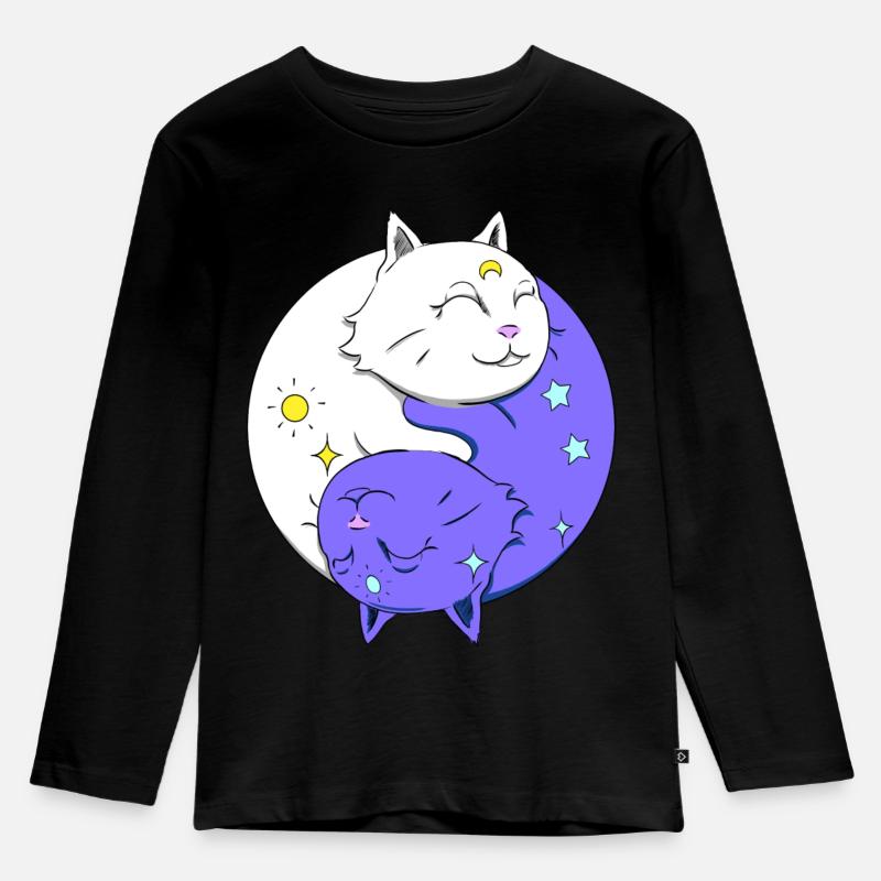 YING YANG CHAT - Kinder Premium Bio Langarmshirt - Schwarz
