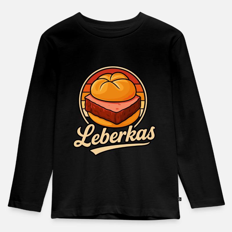 Leberkäse Leberkas Retro Geschenk - Kinder Premium Bio Langarmshirt - Schwarz