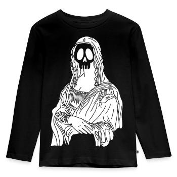 Mona Lisa Skull (White) - Kids' Premium Longsleeve Shirt - black - Front - AI Model Kid Male (0cm)