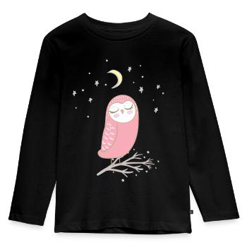 owl | night owl - Kids' Premium Longsleeve Shirt - black - Front - AI Model Kid Male (0cm)