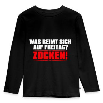 ZOCKEN - Kinder Premium Bio Langarmshirt - Schwarz - Vorne - AI Model Kid Male (0cm)