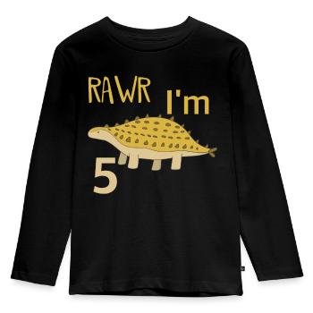 Pour cinq anniversaire pour les gars filles Ankylosaure - T-shirt manches longues Premium Enfant - noir - Devant - AI Model Kid Male (0cm)