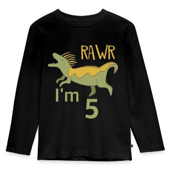 Pour cinq anniversaire pour les gars filles Mosasaur - T-shirt manches longues Premium Enfant - noir - Devant - AI Model Kid Male (0cm)