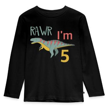 Pour cinq anniversaire pour les gars filles Ceratosaurus - T-shirt manches longues Premium Enfant - noir - Devant - AI Model Kid Male (0cm)