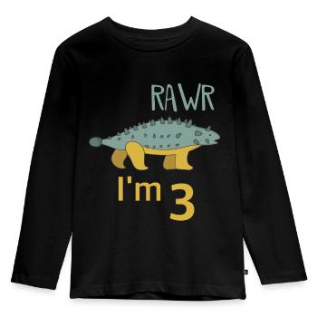 Pour trois garçons d'anniversaire pour les filles Ankylosaure - T-shirt manches longues Premium Enfant - noir - Devant - AI Model Kid Male (0cm)