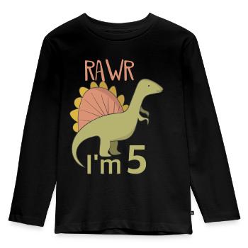 Pour cinq anniversaire pour les gars filles Spinosaurus - T-shirt manches longues Premium Enfant - noir - Devant - AI Model Kid Male (0cm)